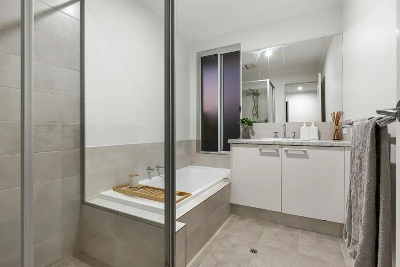 Open tiled shower, tub-to-shower conversion result